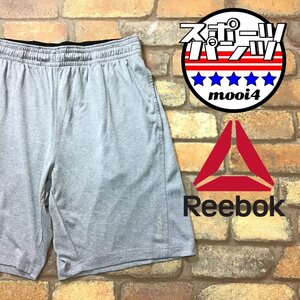 SP1-380★状態良好★US規格★杢グレー【Reebok リーボック】スポーツスウェット ハーフパンツ【メンズ M】ジム ランニング ショーツ 部屋着