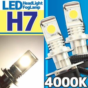 CREE製 バイク用 H7 LED ヘッドライト フォグランプ 4000K 4000ケルビン 2灯分 冷却ファン付き 高性能デジタルコントローラー 12V・24V用