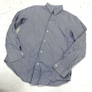 1667◎ ARMANI JEANS アルマーニ ジーンズ トップス シャツ フルボタン 長袖 ストライプ カジュアル ホワイト ネイビー メンズUS(M)