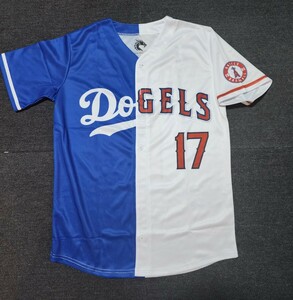 新品　MLB　大谷翔平　ロサンゼルス ドジャース ロサンゼルスエンゼルス　野球服　ユニフォーム　LA　ブルー　Tシャツ　ハーフ　サイズM