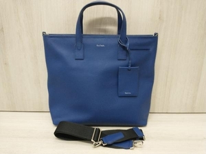 Paul Smith ポールスミス トートバッグ PAUL SMITH クラシックエンボス ブルー ショルダーベルト付き 店舗受取可