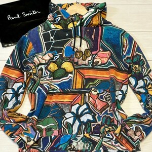 美品/Mサイズ●Paul Smith Artist Studio ポールスミス 総柄　パーカー スカル マルチカラー メンズ 希少デザイン