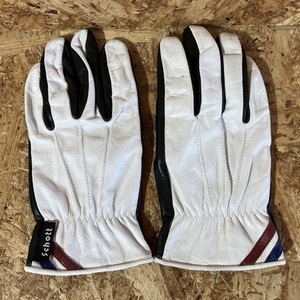 Schott レザー グローブ 手袋 M ホワイト CLASSIC RACER GLOVE クラシック レーサー MADE IN JAPAN