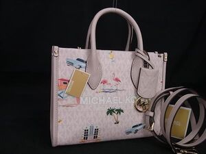 ■新品■未使用■ MICHAEL KORS マイケルコース MK柄 PVC 2WAY ショルダー トートバッグ クロスボディ 斜め掛け ピンク系 BF8686