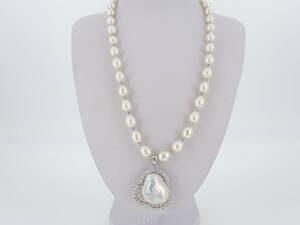淡水養殖真珠 ネックレス SILVER 925 真珠 パール ジュエリー 約47.2g アクセサリー ファッション小物 ソーティング付き