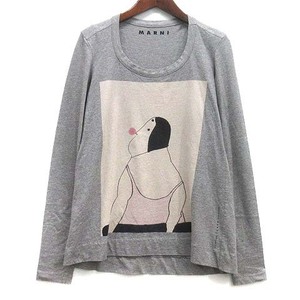 マルニ MARNI ロミーナ・キロス Romina Qurios Tシャツ カットソー ロンT プリント 長袖 グレー 36 レディース