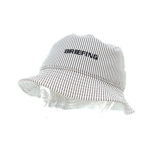 【PRICE DOWN】BRIEFING ゴルフ SEERSUCKER HAT シアサッカー バケット ハット キャップ ホワイト×グレー サイズ ユニセックスL