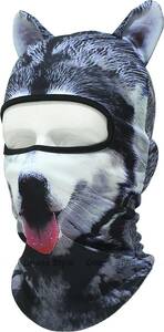 犬 耳付き 動物柄 フェイスマスク 3D アニマル マスク 速乾 フルフェイス マスク バラクラバ 目出し帽/サバイバルゲーム・自