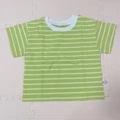 ✨残り１点✨　ベビー　キッズ　服　Tシャツ　ボーダー　半袖　グリーン　黄緑