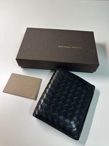 BOTTEGA VENETA ボッテガヴェネタ 二つ折り財布 財布 黒 ブラック ほつれ有り 箱付き