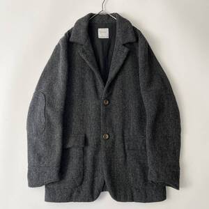 nisica size/M (J) ニシカ ウール ツイード テーラードジャケット ２ボタン エルボーパッチ クラシカル カントリー グレー JACKET