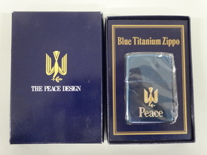 新品 未使用品 1995年製 ZIPPO ジッポ Peace ピース ブルーチタン 青 オイル ライター USA 懸賞品 限定 Blue Titanium