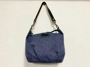 Folna フォルナ 持ち手レザーキャンバスハンドバッグ 霜降りインディゴ 美品