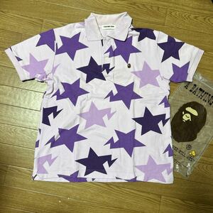 A BATHING APE 台北　店舗限定　スターポロシャツ　半袖シャツ エイプ 希少　レア　ポロシャツ　半袖　シャツ　パープル　シャーク