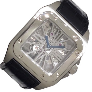 カルティエ Cartier サントス 100 スケルトン XL W2020018 シルバー パラジウム 腕時計 メンズ 中古