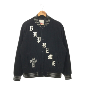 SUPREME シュプリーム 18/SS OLD ENGLISH CORDUROY VARSITY JACKET コーデュロイバーシティジャケット 中綿 ベースボール M ブラック