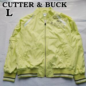 訳有　CUTTER & BUCK　半袖長袖　２WAY　ウィンドブレーカー　メンズL　黄緑　裏メッシュ　カッター&バック　24Si-05