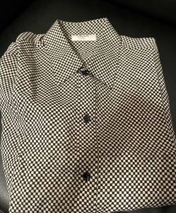 【新品】CELINE セリーヌ チェックビスコースシャツ　Color : 白黒チェック Size : 41 3代目登坂さん着用