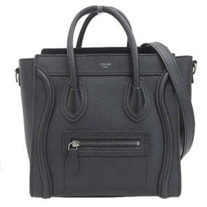 セリーヌ CELINE ラゲージ ナノショッパー 2WAYバッグ ハンドバッグ ショルダーバッグ レザー ブラック 中古 新入荷 OB1729