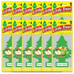 送料無料！Little Trees リトルツリー エアフレッシュナー 12枚セット「グリーン・アップル」 消臭 芳香剤 インテリア アメリカン雑貨 車
