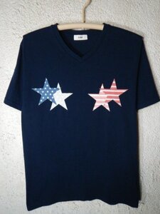 ｎ7735　RCWB　ロデオ　クラウンズ　ワイドボウル　半袖　vネック　tシャツ　星　デザイン　人気　送料格安