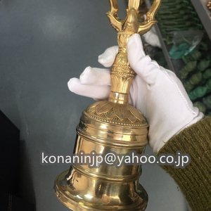 新入荷★密教法具 寺院仏具 極上品 真言宗金剛鈴 仏具 真鍮製 磨き仕上げ 高さ26cm