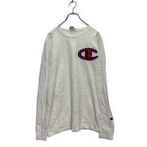 Champion 長袖 ロゴTシャツ M ホワイト チャンピオン 刺繍ビッグロゴ ロンT ロングTシャツ 古着卸 アメリカ仕入 a604-6077