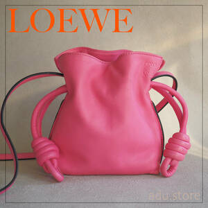 美品★ ロエベ LOEWE フラメンコ ノットミニ 巾着 ショルダーバッグ ピンク レザー ポーチ ブランド レディース