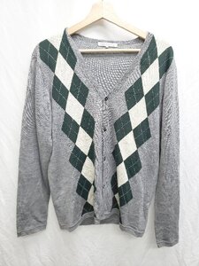 ◇ Θ green label relaxing UNITED ARROWS アーガイル ニット 長袖 カーディガン サイズM グレー レディース P