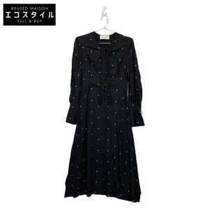 美品/ Mame Kurogouchi マメクロゴウチ MM20PS-DR704 Pedicel Jacquard Dress フラワー ジャガード ドレス 1 ブラック レディース