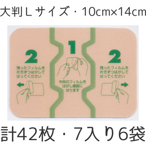 ⑧大判Lサイズ・計42枚・7枚入り6袋・10㎝×14㎝・チャック付き 新品 未使用 未開封 湿布 肌色 薄型 楽涼テープ