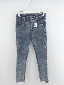 ◇ JEANASIS カットオフ ストレッチ スキニー デニム ジーンズ パンツ サイズS ネイビー ホワイト系 レディース P