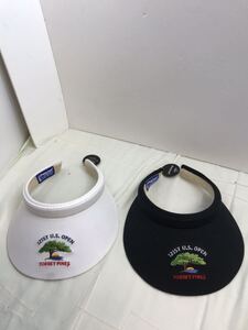 ★未使用品・保管品★121ST U.S. Open Torrey Pines 2021年全米オープン ゴルフ サンバインザー 2点 ホワイト ブラック MADE IN USA★