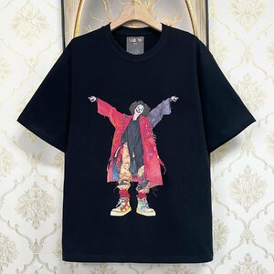 個性EU製＆定価2万◆UABONI*Paris*半袖Tシャツ*ユアボニ*パリ発◆綿100% 通気 快適 ゆったり 柔らかい キャラクター トップス アメカジ M