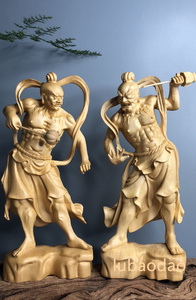 仏教美術 金剛力士像（阿形　吽形） 仏師手仕上げ品 木彫仏像　極上彫 彫刻工芸品 置物 