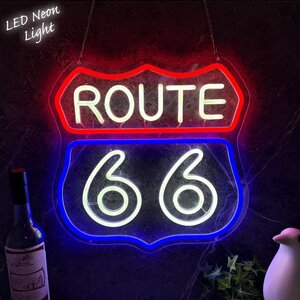 1円～ 売り切り LEDネオンサイン ネオン管風 ROUTE66 ルート66 インテリア 壁掛け ライト LED ネオンサイン 看板 サインボード 部屋 NK-56