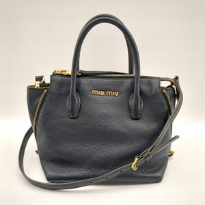 ミュウミュウ　ショルダーバッグ　マドラス　5BA003　レザー　ネイビー　MIU MIU ◆3109/宮竹店