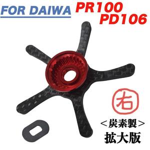 右用赤色 ダイワ Daiwa PR100 PD106 用 ドラグ スタードラグ 炭素 カーボン ロングアーム ドレスアップ カスタムパーツ