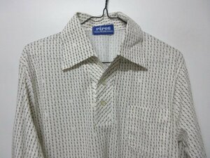 Pipes　昭和レトロ　長袖　柄シャツ　M 茶　オールド　メンズ　アメカジ古着　sy2912