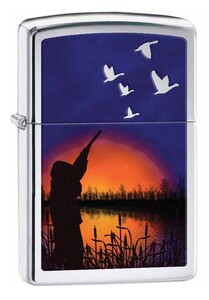 Zippo ジッポライター 水鳥猟 ダック ハンティング Duck Hunting 鏡面 ポリッシュ クローム 29076 メール便可