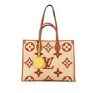 ルイ ヴィトン モノグラム ラフィア オンザゴーMM ハンドバッグ ショルダーバッグ M57707 ベージュ ブラウン LOUIS VUITTON 【中古】