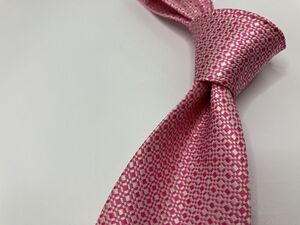 【超美品】HERMESPARIS　エルメスパリス　ドット柄 ネクタイ 3本以上 送料無料 メンズ ピンク　光沢　0102120