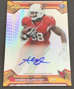 2013 Topps Finest Football Andre Ellington Auto /5 121 RC Rookie Cardinals NFL サイン　ルーキー　5枚限定　カード