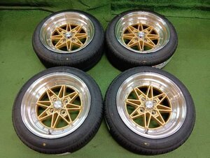 未走行！CH1403/新品タイヤ15インチ4本組　 15X8J　4H　PCD100　OFF10 　175/55R15 上尾