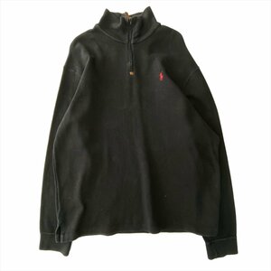 ポロ ラルフローレン ニット セーター ブラック POLO Ralph Lauren 古着 メンズ XL ドライバーズニット ハーフジップ クリーニング