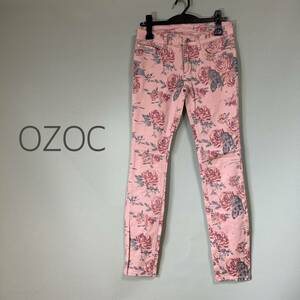 ◎オゾック OZOC （株）ワールド ストレッチスキニーパンツ 花柄パンツ ストレッチパンツ パンツ ピンク色 レディース サイズ36