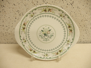 1100361w【ROYAL DOLTON ロイヤルドルトン PROVENCAL B＆Bプレート】中古品/グリーン＆花柄/24×27cm程/大皿 菓子皿 ティータイム パン皿