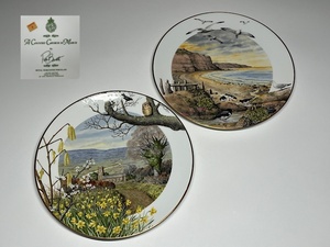 【瑞】ロイヤルウースター ROYAL WORCESTER PORCELAIN　飾り皿２枚　径：２３．３ｃｍ