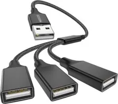 匿名配送❣️ USB 電源分岐器 3分岐 トリプル 1オス3メス 20cm