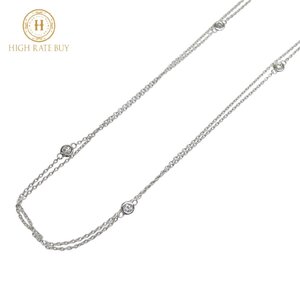 【未使用品】TASAKI タサキ 田崎真珠 8P ダイヤモンド ロングネックレス ステーションネックレス 0.25ct K18WG 750 ホワイトゴールド